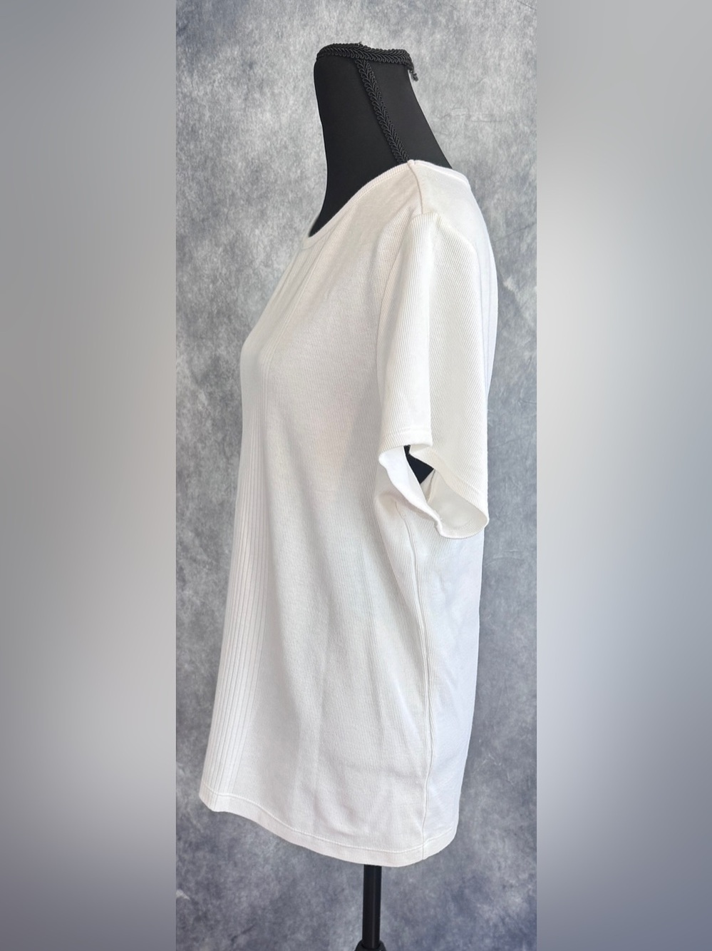 Essentials White Ribbed Panel Short-Sleeve Tee - Picture 3 of 8